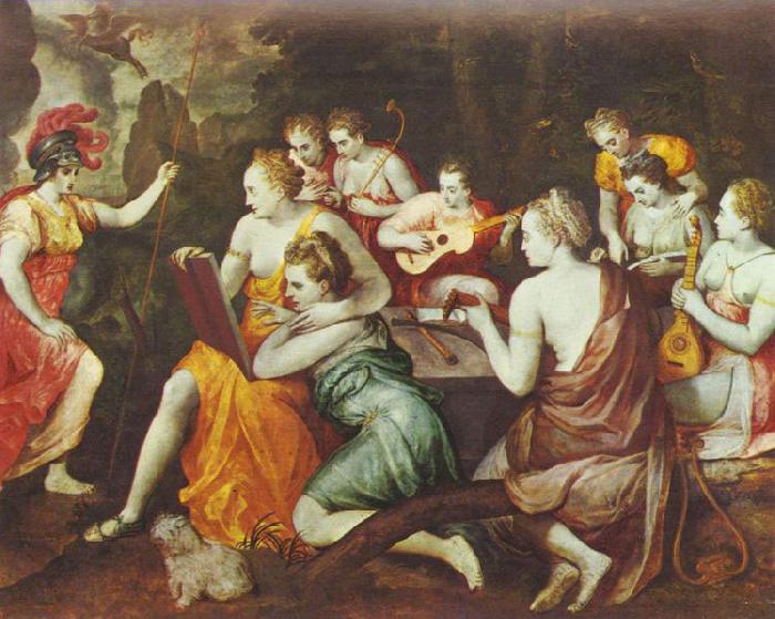 Frans Floris de Vriendt Athene bei den Musen oil painting picture